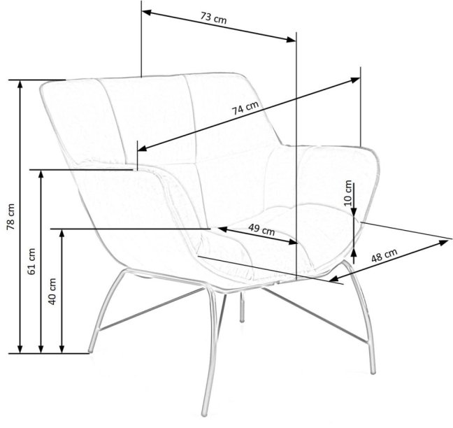 Designové křeslo BELTON — kov, látka, zelená