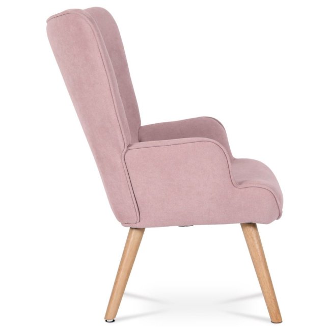 Relaxační křeslo ušák BETTY — masiv, látka, růžová