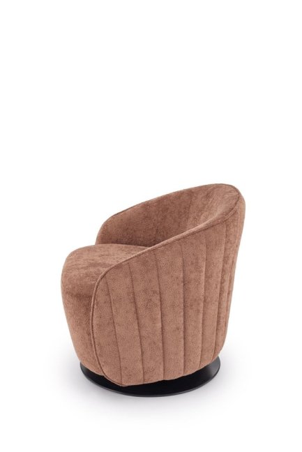 Designové otočné křeslo BASILIO — kov, látka, hnědá