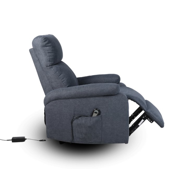TV křeslo ALVI s elektrickým polohováním — látka, šedá, nosnost 130 kg