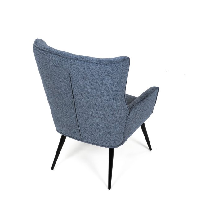 Relaxační křeslo ušák LOYD — látka, černá / modrá