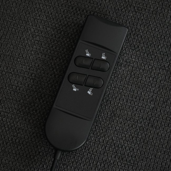 TV křeslo SAMUEL s elektrickým polohováním — 2 motory, látka, šedá, nosnost 150 kg