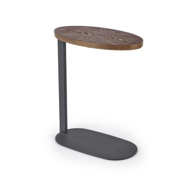 Konferenční stolek DELPHI — 48x26x58 cm, kov, MDF, černá / dekor ořech