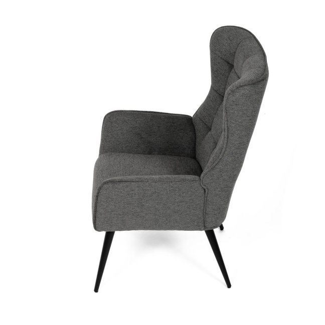 Relaxační křeslo ušák LOYD — látka, černá / šedá