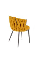 Designové jídelní křeslo MANDY — kov, látka, černá / hořčicová