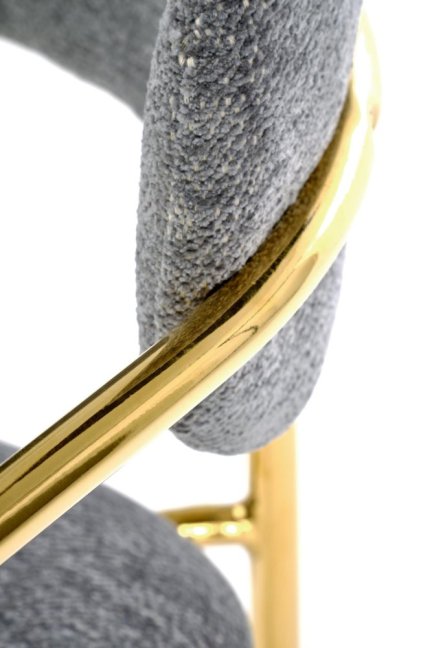 Jídelní křeslo LADONE — kov, látka, zlatá / šedá