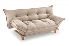 Rozkládací pohovka PILLOW — masiv, látka, béžová