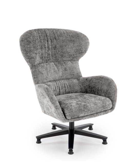 Otočné relaxační křeslo ušák FRANCO — kov, látka, šedá