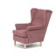 Relaxační křeslo ušák MAVEN — masiv, látka, přírodní / růžová