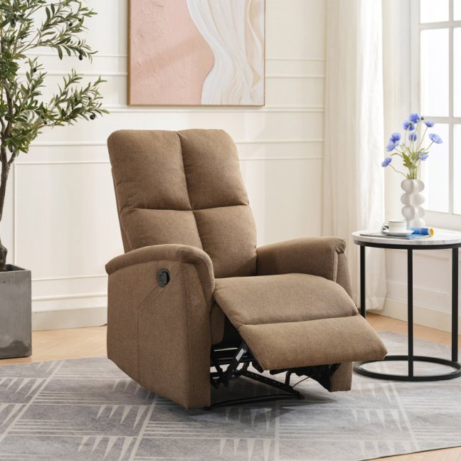 Relaxační polohovací TV křeslo ASTER — látka, hnědá