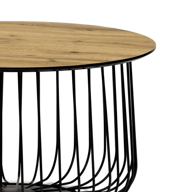 Set 2 konferenčních stolků MOZART — kov, MDF, dekor divoký dub