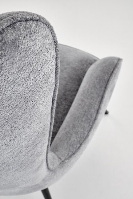 Designové křeslo ušák JUKON — kov, látka, šedá