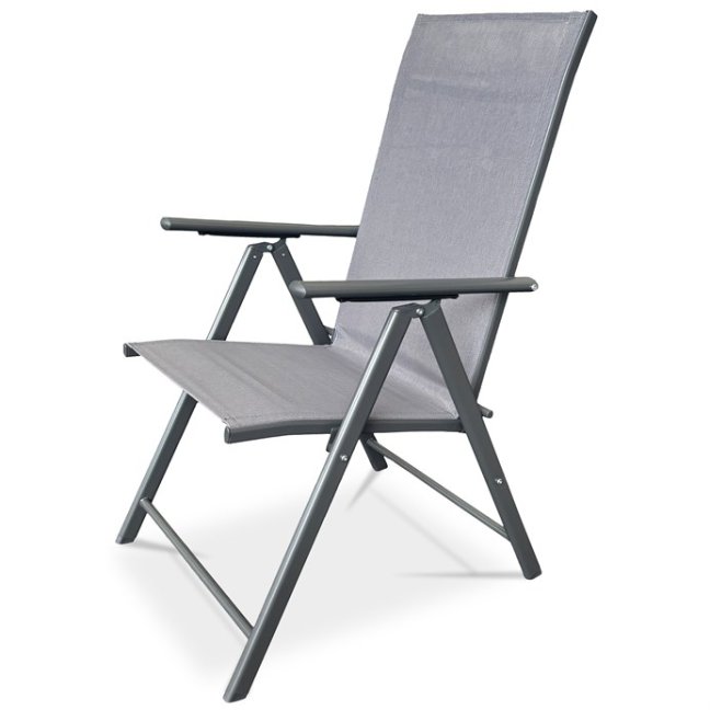 Zahradní skládací židle GABRIELA — kov, textil, šedá