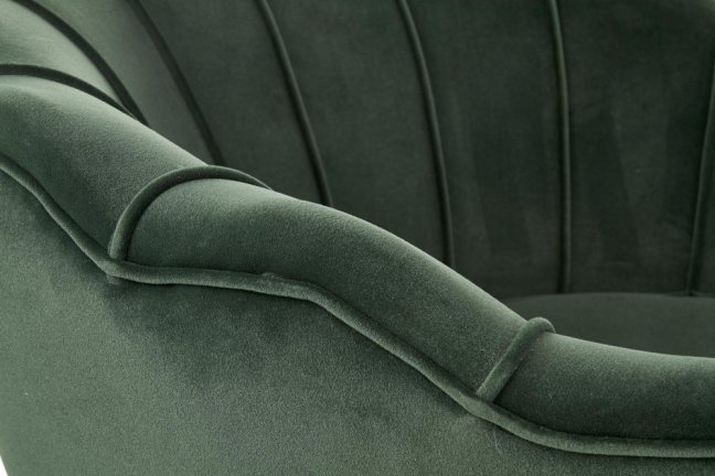 Designové křeslo AMORINITO — kov, látka, zlatá / zelená