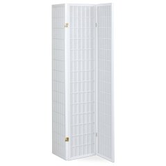 3dílný paravan LANT — dřevo, tkanina, bílá