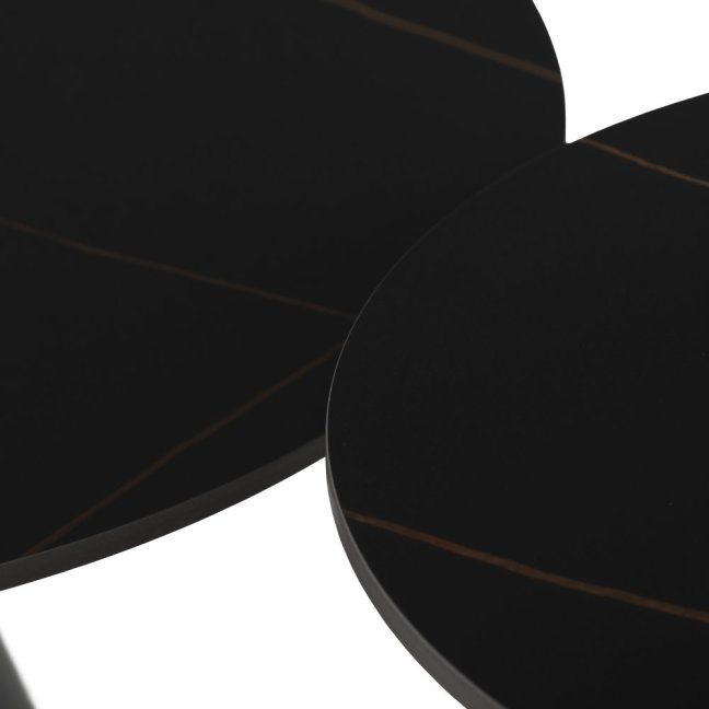 Set 2 konferenčních stolků NOEL II — kov, keramika, dekor mramor / černá