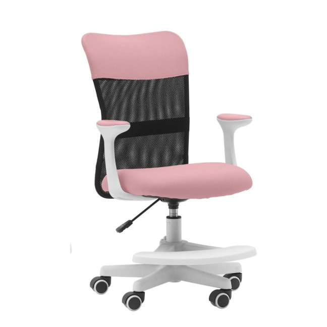 Dětská židle Neoseat MONKEY WHITE s podnoží — látka, bílá / světle růžová