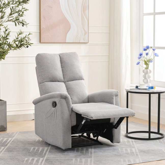 Relaxační polohovací TV křeslo ASTER — látka, světle šedá