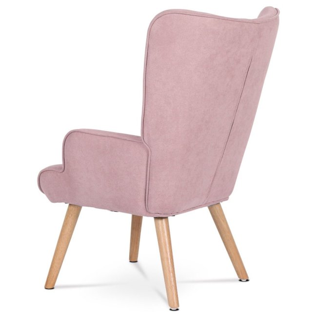 Relaxační křeslo ušák BETTY — masiv, látka, růžová