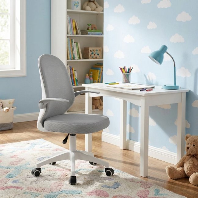 Dětská otočná židle Neoseat JUNI 012 — látka, šedá