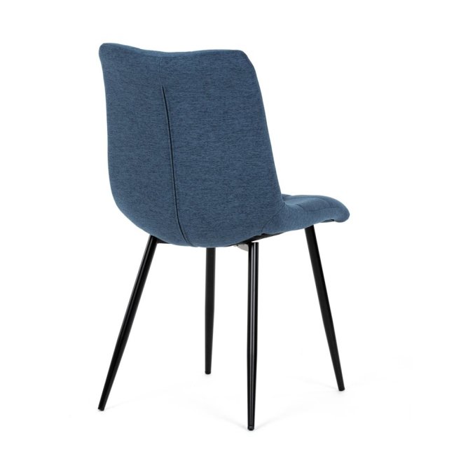 Jídelní židle DAEMON — kov, látka, černá / modrá
