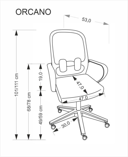 Kancelářská otočná židle ORCANO — síť / látka, černá