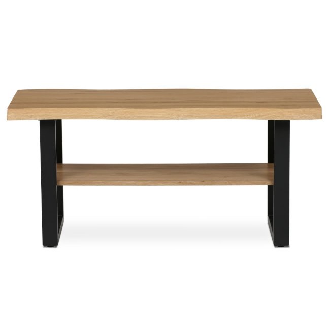 Konferenční stolek SILAS — 120x60x55 cm, kov, MDF, černá / dekor divokého dubu