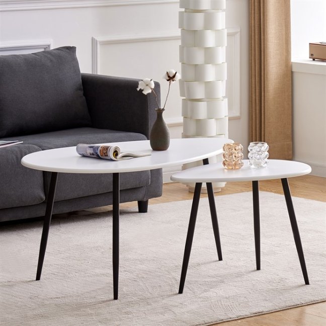 Konferenční stůl MONET — kov, MDF, černá / bílá