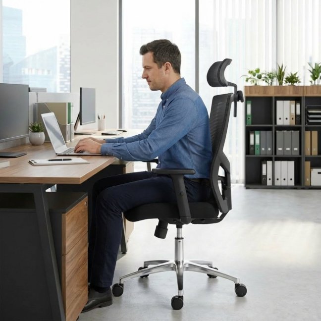 Kancelářská ergonomická židle Neoseat GRANDINI — černá, nosnost 150 kg