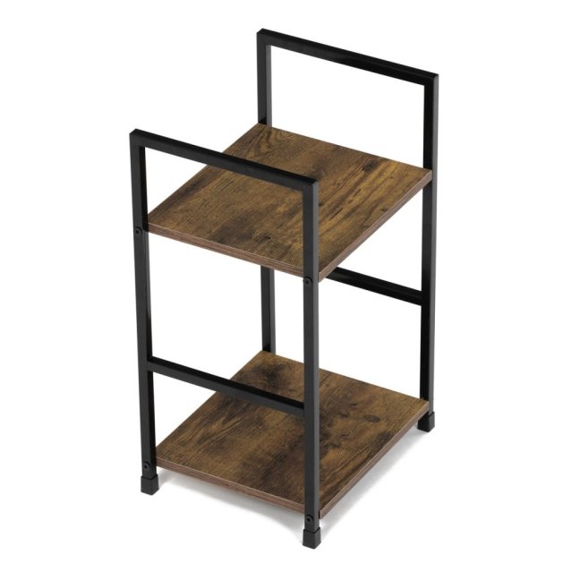 Regál TIREK — kov, MDF, černá / dekor starého dřeva