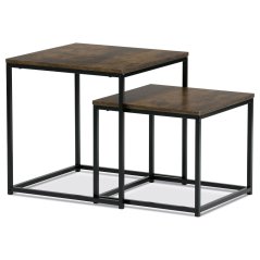 Set 2 konferenčních stolků RAIMUND — kov, MDF, černá / dekor staré dřevo