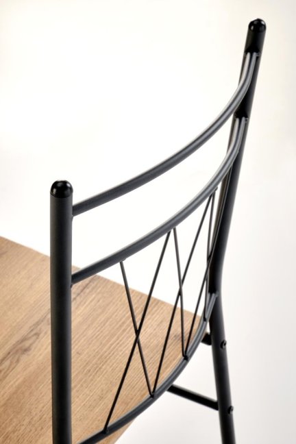 Jídelní set FAUST 4+1 — kov, MDF, černá / dekor dub