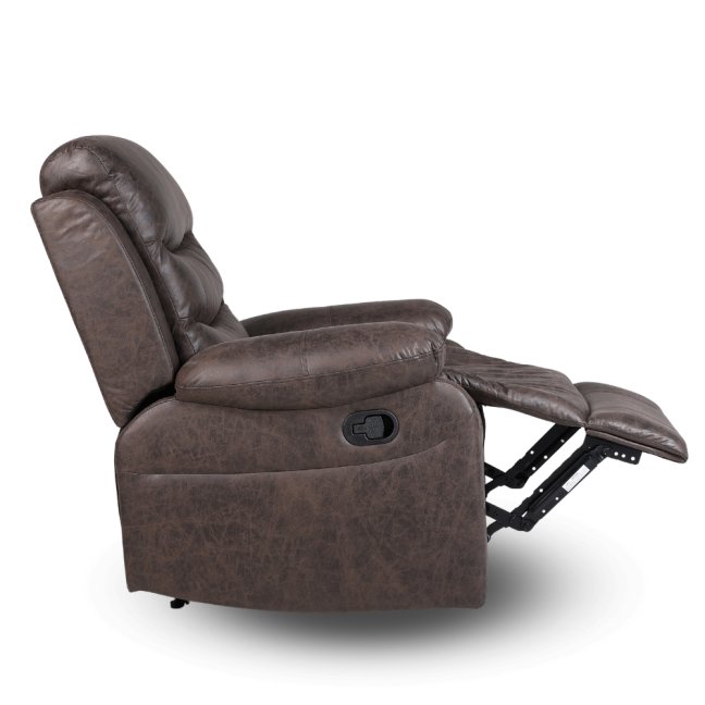 Relaxační polohovací TV křeslo HAVEN — látka, hnědá, nosnost 130 kg