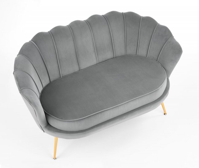 Designová pohovka AMORINITO XL — kov, látka, zlatá / šedá