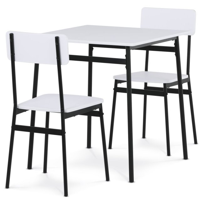 Jídelní set POLINA — 2+1, kov, MDF, černá / bílá