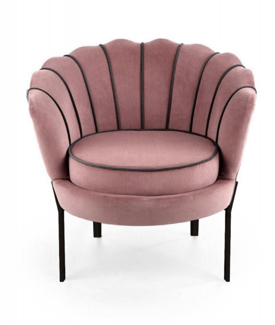 Designové křeslo ANGELO — kov, látka, růžová
