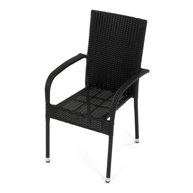 Zahradní křeslo SELEN — kov, umělý ratan, černá