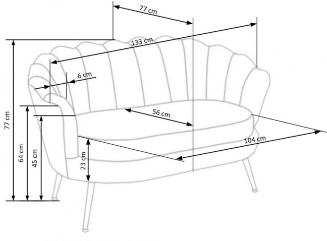 Designová pohovka AMORINITO XL — kov, látka, zlatá / růžová