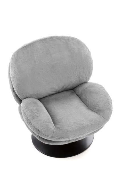 Otočné relaxační křeslo SHELL — kov, látka, šedá