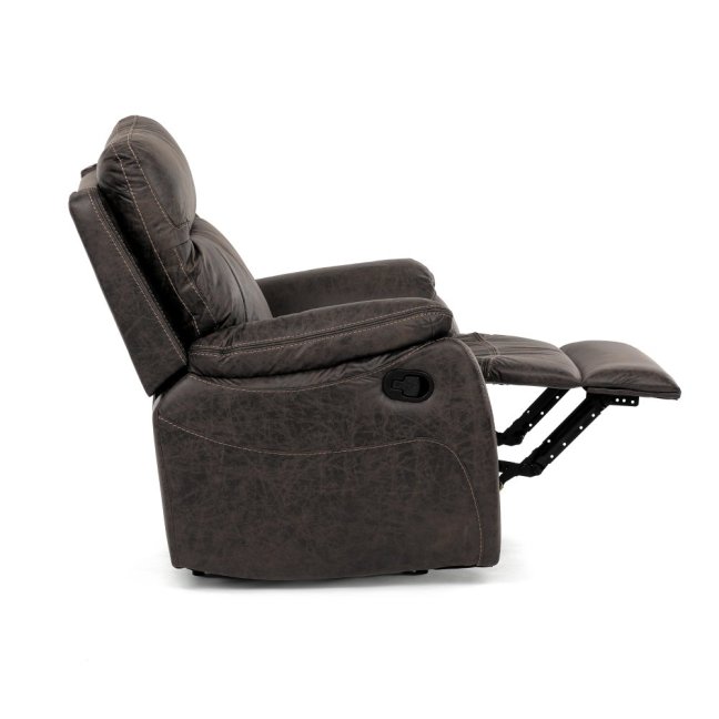 Relaxační polohovací TV křeslo NORBERT — látka, tmavě hnědá, nosnost 150 kg