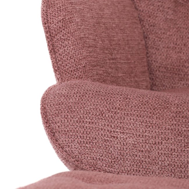 Relaxační křeslo ušák s taburetem ROYAL II — kov, látka, růžová