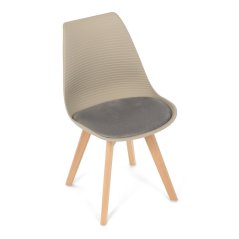 Jídelní židle ALETE — plast, samet, hnědá / cappuccino