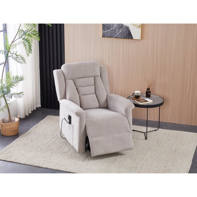 TV křeslo SARGON s elektrickým polohováním — 2 motory, látka, béžová