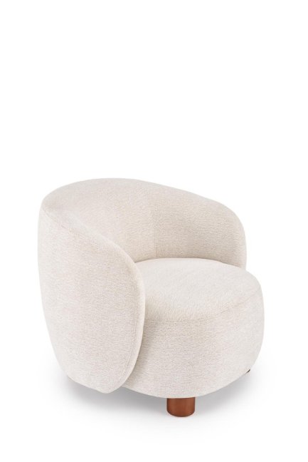 Designové křeslo BAKER — dřevo, látka, krémová
