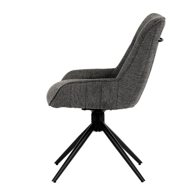 Jídelní otočná židle HESTON — kov, látka, šedá