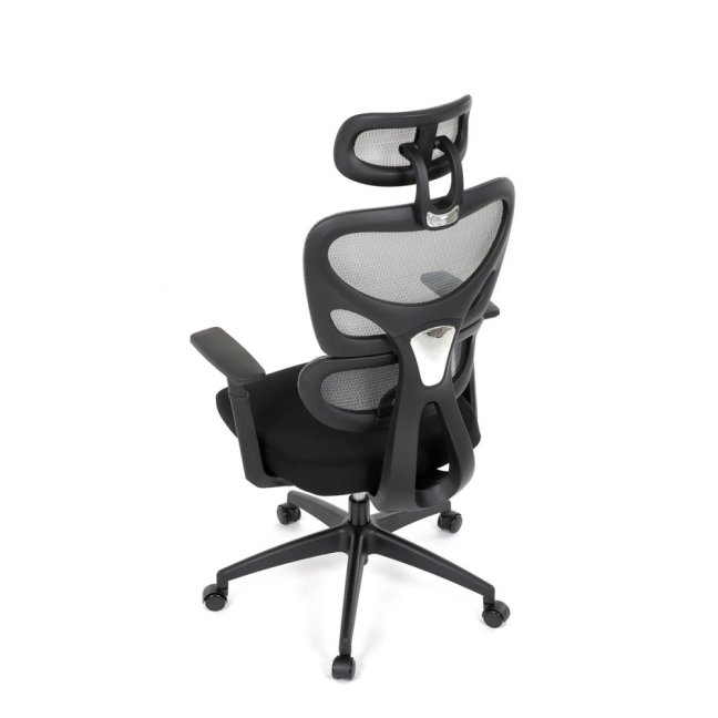 Kancelářská ergonomická židle GRANT — síť, látka, černá / šedá