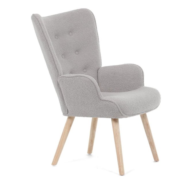 Relaxační křeslo ušák ROMEO — masiv, látka, přírodní / šedá