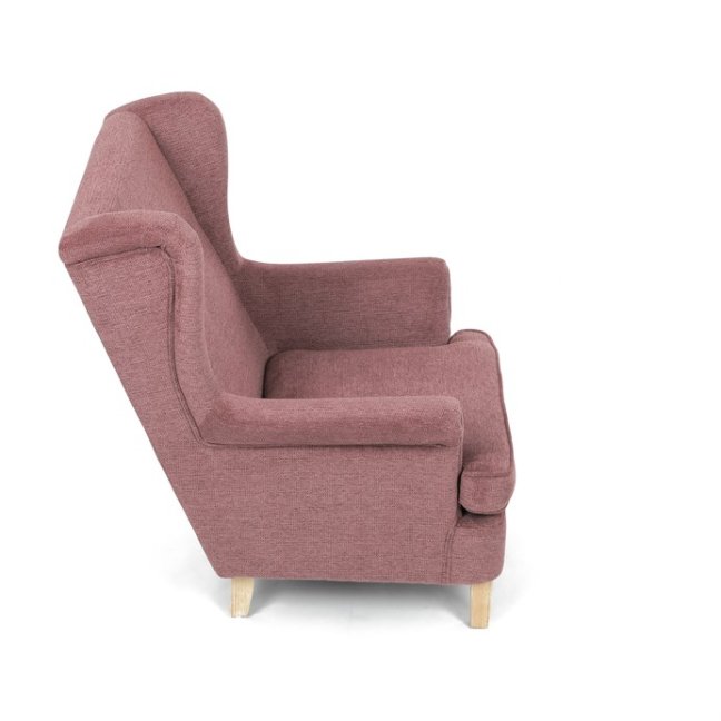 Relaxační křeslo ušák MAVEN — masiv, látka, přírodní / růžová