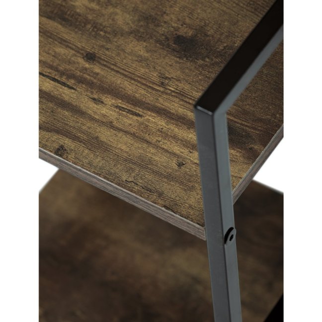 Regál TIREK III — kov, MDF, černá / dekor starého dřeva