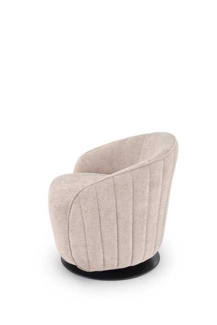 Designové otočné křeslo BASILIO — kov, látka, cappuccino
